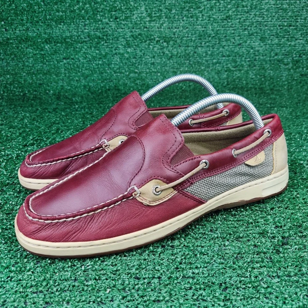 Sperry Boat Shoes Mens 10M Burgundy Billfish Slip On Loafers Leather 9617531